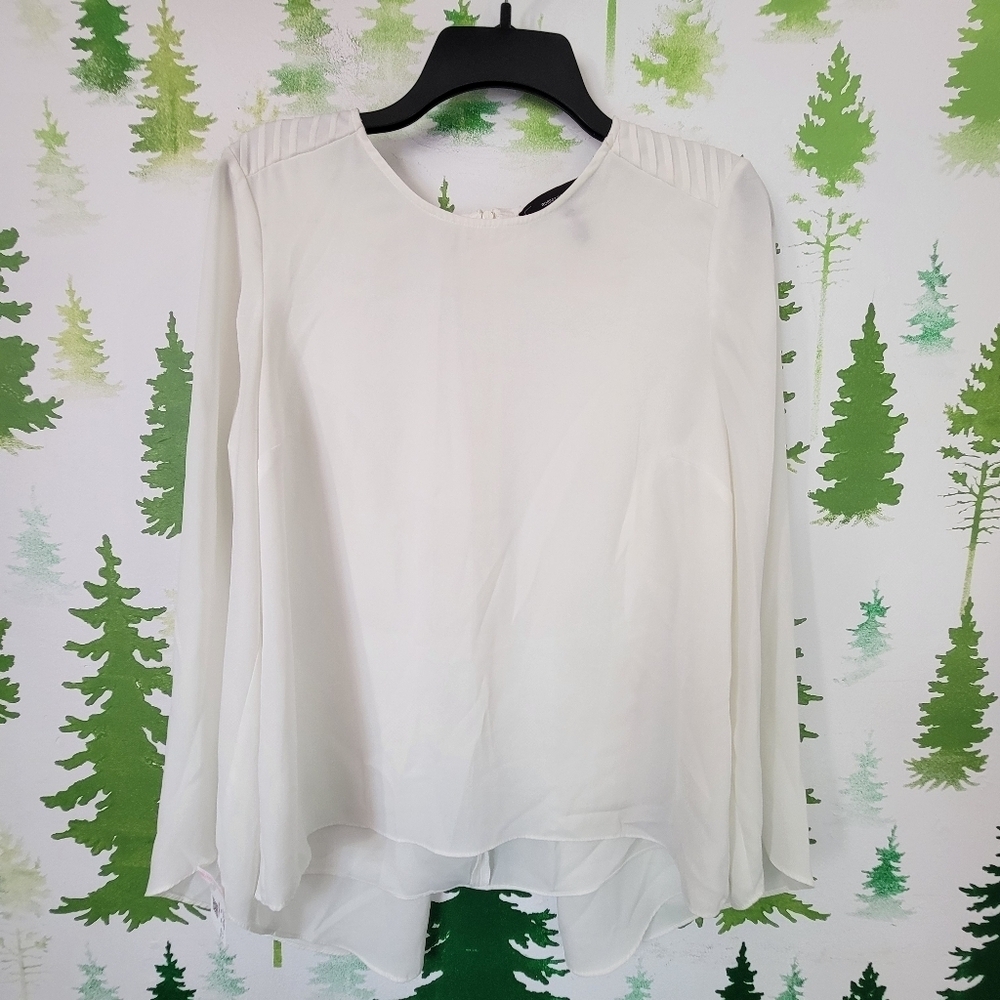 ROBERT RODRIGUEZ Angel Wing Balloon Sleeve Flowy Split Back Top.